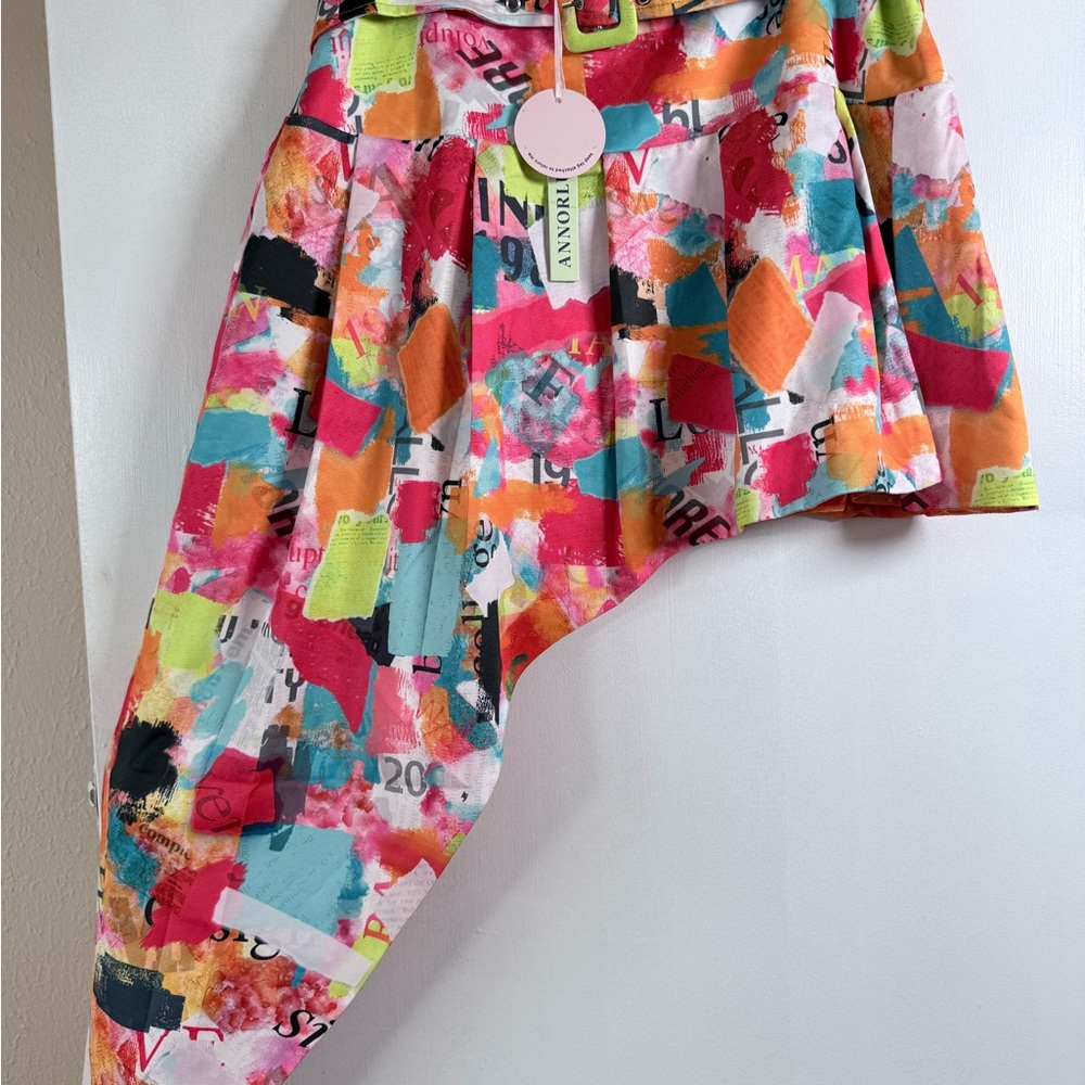Asymmetrical Multicolor Abstract Print Skirt